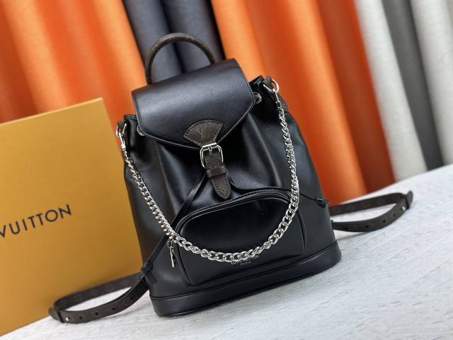 独家实拍 M12587黑色全皮m11198 M11199老花 本款montsouris Pm 背包采用 Monogram 帆布材质，配以皮革饰边 皮革材质的上端