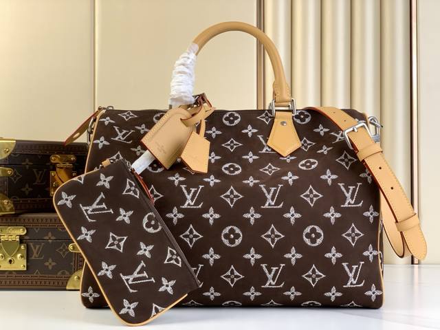 顶级原厂 Speedy Bandoulière40手袋 M24428咖啡色 磨砂皮 本款speedy Bandoulière 40 Monogram Leath