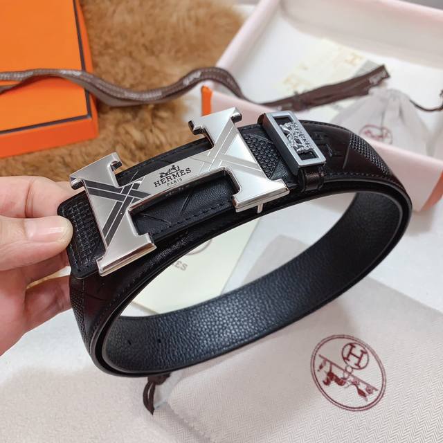 配正版包装，原单精品，爱仕精品钢扣，真空电镀马拉车精品打磨，正版同步， 压花皮纹清晰质感舒适 版型时尚高档 宽度3.8Cm 高清实拍大图 ，保质保量