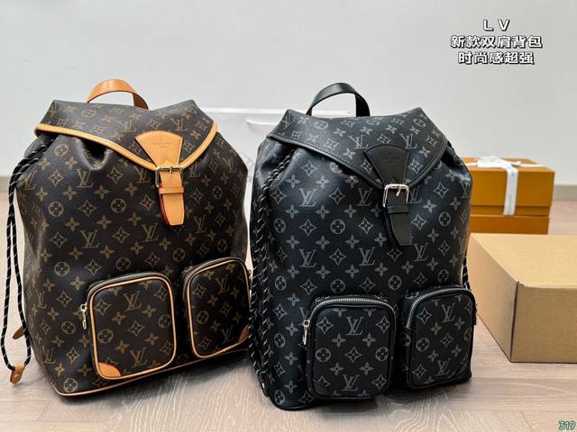Lv新款双肩背包 百搭到没朋友 就是酷 时尚感超强 辦识度很高 上身也帅气 通勤又时尚！ 尺寸30 40