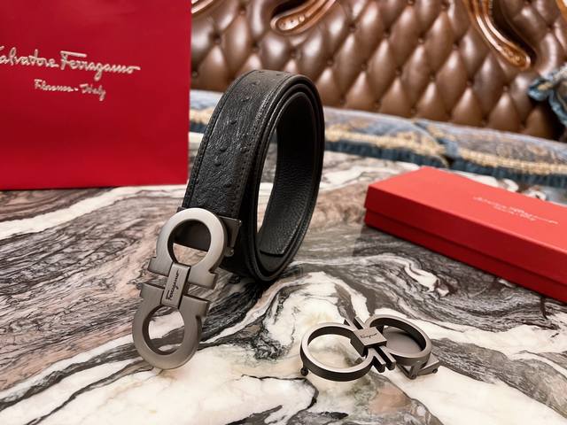 一条带一个扣 一条带两个扣 礼物礼物菲拉格慕 Ferragamo 原版ferragamo新款8字 同步皮带 尺寸3.5Cm，双8互扣式金属配件，专柜最新款花纹