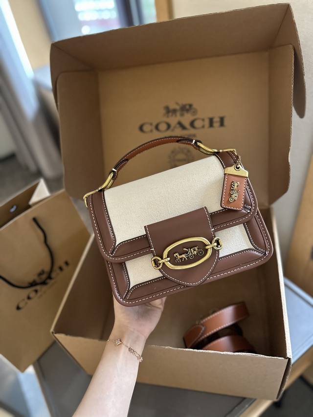 牛皮版本 折叠礼盒包装 2024 Coach Hero Shoulder Bag系列手提包 牛皮老花斜挎包女包 超级实用的款式 手提肩背 多用款 Coach蔻驰