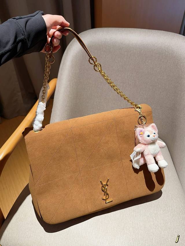 配送精致版玲娜贝儿挂件 Ysl 圣罗兰 Jamie 4.3大号绒面麂皮绒翻毛皮 托特包链条包 尺寸39×28×10 礼盒包装