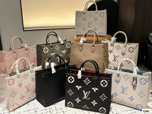Lv Onthego 25 18Cm 压字 丛林包 时尚托特包 大象灰 折叠礼盒 原单品质 Lv A B面喷绘 Onthego妈咪袋 性价比之王这是一款超赞的包