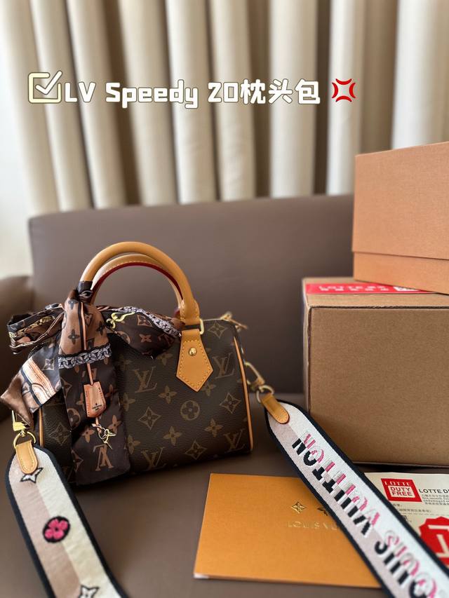 全套包装 带丝巾 钢五金 Lv Speedy 20枕头包 经典系列 时尚百搭 独特的艺术气息 颜值高 日常出街首选 尺寸 20*14