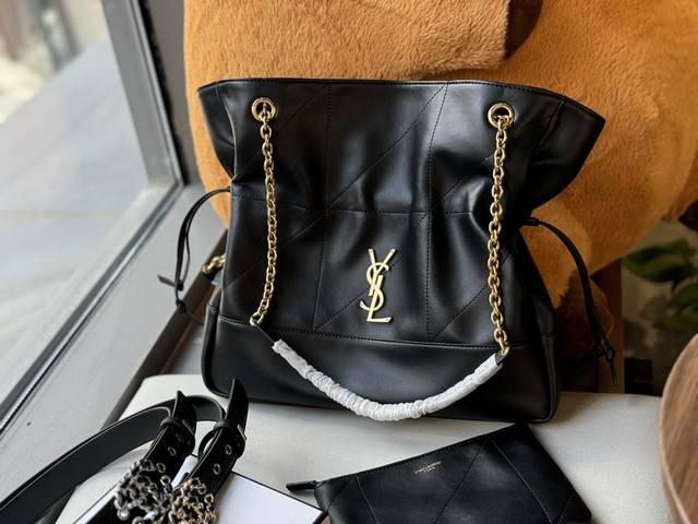 无盒 牛皮 Size：27*34Cm Ysl 杨树林 购物袋 上身太美jamie Large Pochon 新款太美！ 背上身超级时尚可单肩可双肩真是爱了可精致