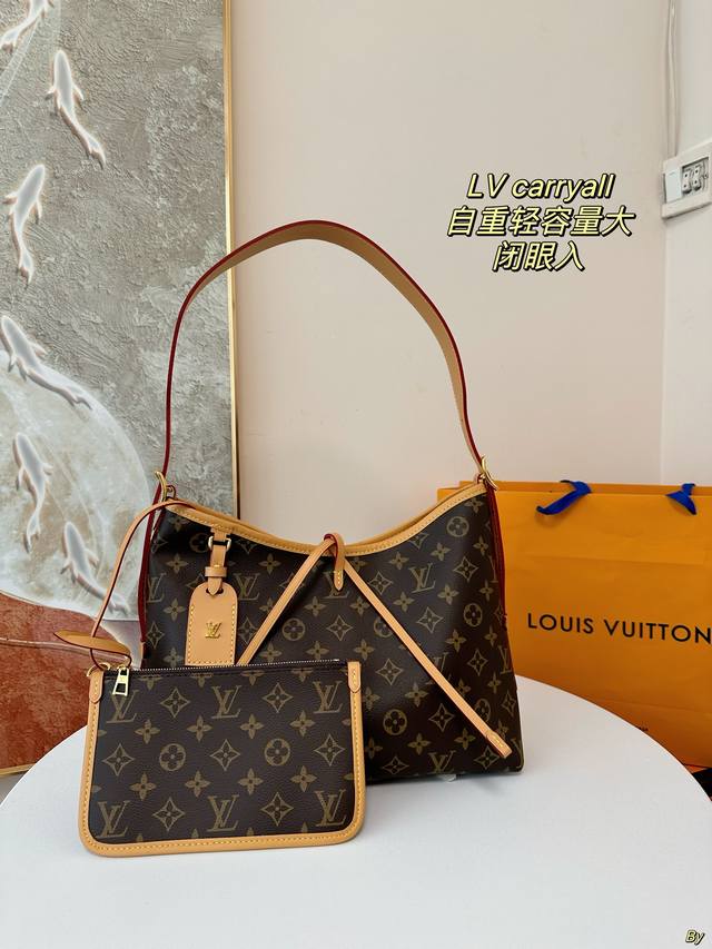 折叠盒 Lv Carryall 老花购物袋 今年最火单品，子母袋设计很方便太飒了肩带可以调节单肩、斜挎 尺寸：29Cm