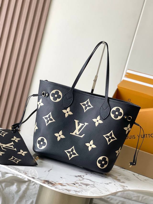 出厂价 特级mb芯片版原厂皮 Neverfull 中号手袋 丝印 型号：M58907黑色动态芯片版 材料：A级全钢五金，进口原厂面料 包装：全套原厂免税mb包装