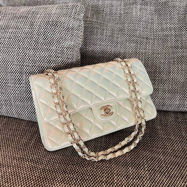 原厂chanel Vintage Cf 珠光白色 尺寸:25.5X15.5X6.5Cm