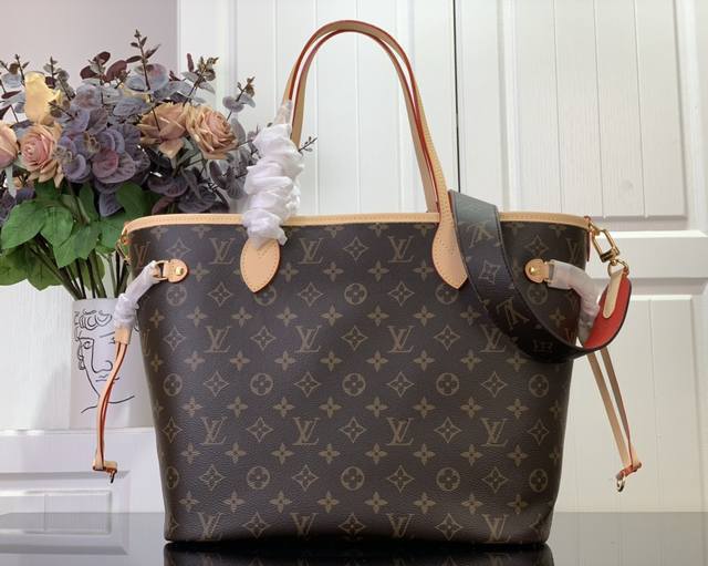 顶级原单 特惠 Neverfull Bandouliere Inside Out中号手袋 M12257老花 玫红 M11947老花 黄 M12096老花 红 双