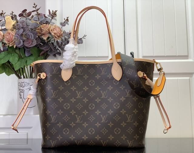 顶级原单 特惠 Neverfull Bandouliere Inside Out中号手袋 M12257老花 玫红 M11947老花 黄 M12096老花 红 双