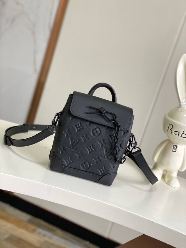 顶级原单 半钢五金 变码动态芯片 M82772全皮压花黑本款 Nano Steamer 手袋取材 Monogram Eclipse 帆布，以袖珍尺寸浓缩 Ste