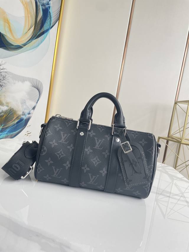 正品级 M46271 25×15×11 Keepall 黑花枕头包
