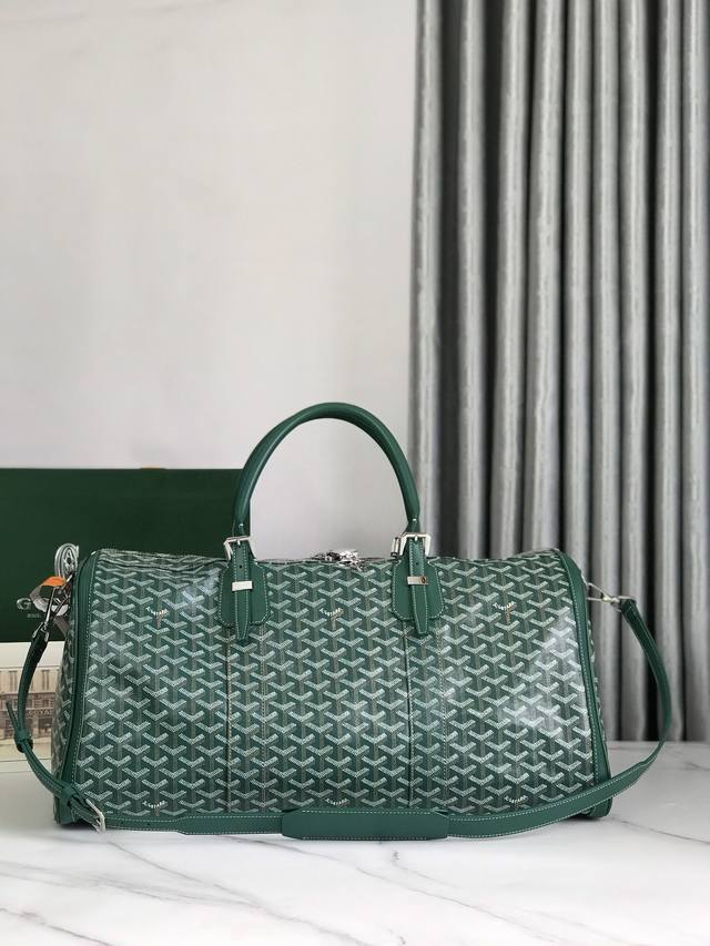 正品级 Goyard Croisiere 50手提旅行袋运动包，明星同款大容量旅行时尚单品，Goyardine 经典花纹帆布搭配头层牛皮，肩带可拆卸，手提轻便帅