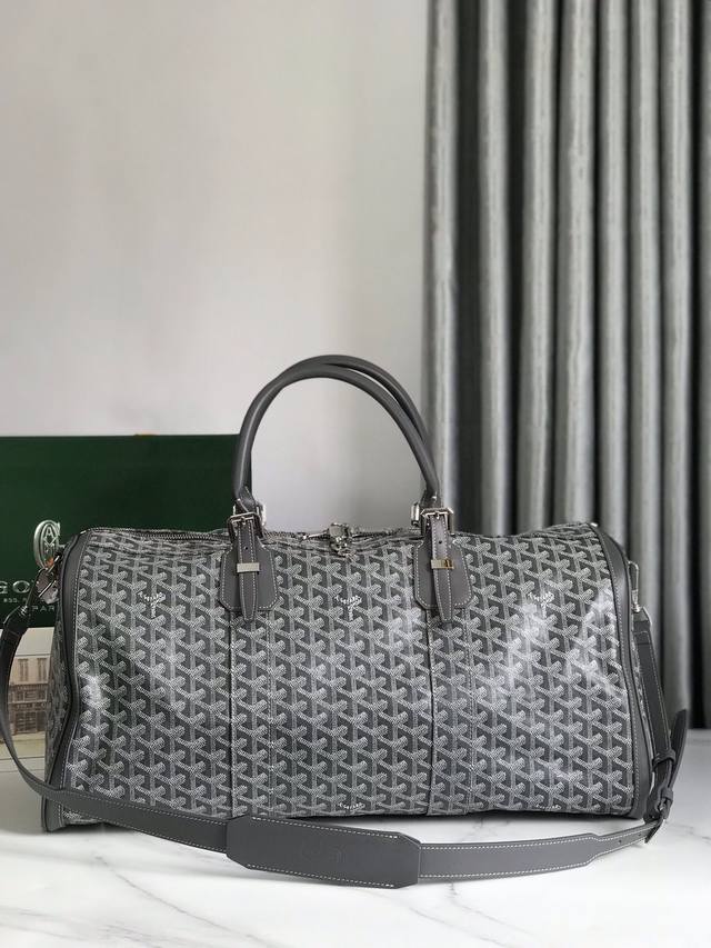 正品级 Goyard Croisiere 50手提旅行袋运动包，明星同款大容量旅行时尚单品，Goyardine 经典花纹帆布搭配头层牛皮，肩带可拆卸，手提轻便帅