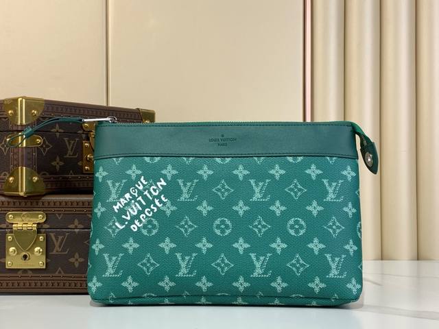 出厂价 顶级原单 Pochette Voyage Souple 手拿包 M12665 82543 绿花 丝印 Pochette Voyage Souple 手拿