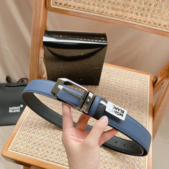 万宝龙 -双面意大利进口头层小牛皮，搭配真空电镀亮面纯铜针扣，经典款式，专柜有售，市场顶级品质，支持验货 配送全套专柜包装，宽度 3.5Cm