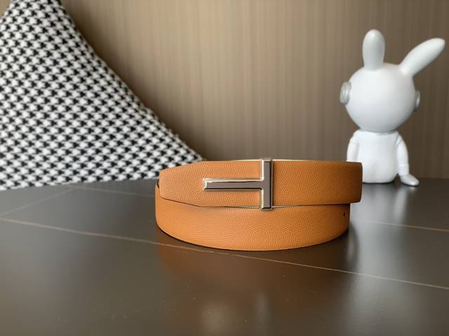 Tom Ford -双面意大利进口头层手掌纹牛皮，搭配真空电镀亮面纯铜扣，经典款式，专柜有售，市场顶级品质，支持验货 配送全套专柜包装，宽度 3.8Cm