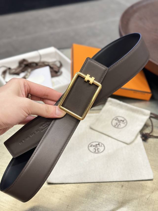 爱马仕 -双面意大利进口头层小牛皮，搭配真空电镀亮面纯钢扣，经典款式，专柜有售，市场顶级品质，支持验货 配送全套专柜包装，宽度 3.8Cm