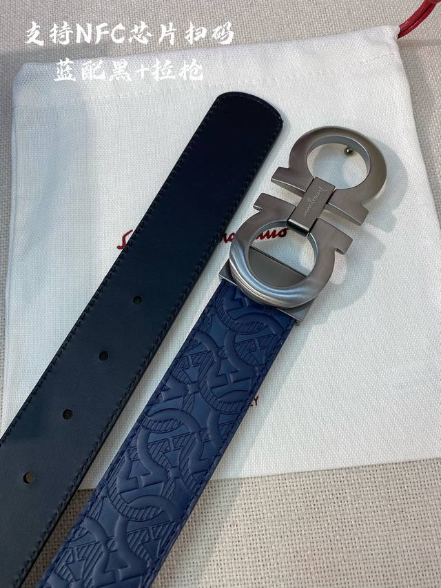 菲拉格慕 -意大利进口头层压花小牛皮配平纹底，搭配真空电镀拉丝纯铜扣，经典款式，专柜有售，市场顶级品质，支持验货 配送全套专柜包装，宽度 3.5Cm