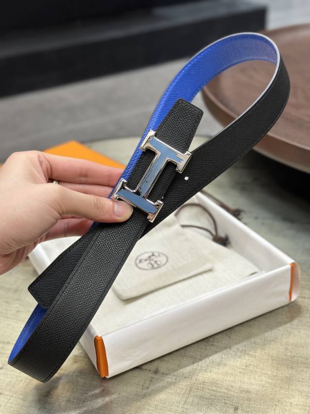 爱马仕 -双面意大利进口头层手掌纹牛皮，搭配真空电镀磨胶纯钢扣，官网新款，专柜有售，市场顶级品质，支持验货 配送全套专柜包装，宽度 3.2Cm