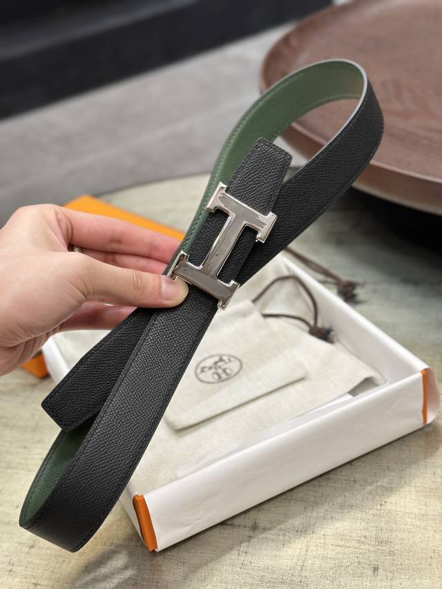 爱马仕 -双面意大利进口头层手掌纹牛皮，搭配真空电镀磨胶纯钢扣，官网新款，专柜有售，市场顶级品质，支持验货 配送全套专柜包装，宽度 3.2Cm