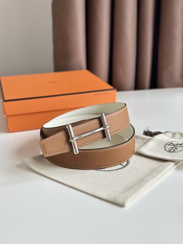 爱马仕 -双面意大利进口头层手掌纹牛皮，搭配真空电镀亮面纯钢扣，官网新款，专柜有售，市场顶级品质，支持验货 配送全套专柜包装，宽度 3.2Cm