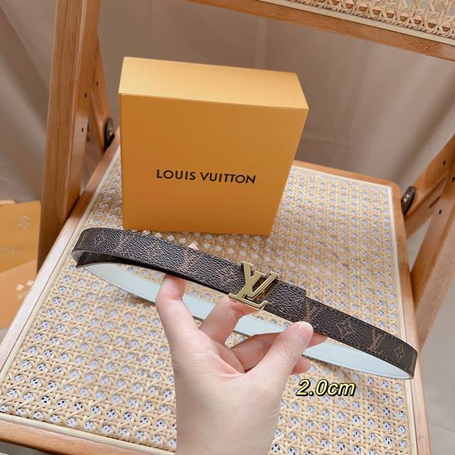 Lv -意大利进口专柜专用monorgan涂层帆布配头层皮底，搭配真空电镀亮面纯铜扣，官网新款，专柜有售，市场顶级品质，支持验货 配送全套专柜包装，宽度 2.0