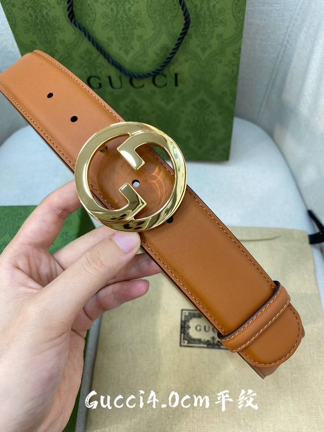 Gucci -双面意大利进口头层小牛皮，搭配真空电镀亮面纯铜扣，经典款式，专柜有售，市场顶级品质，支持验货 配送全套专柜包装，宽度 4.0Cm