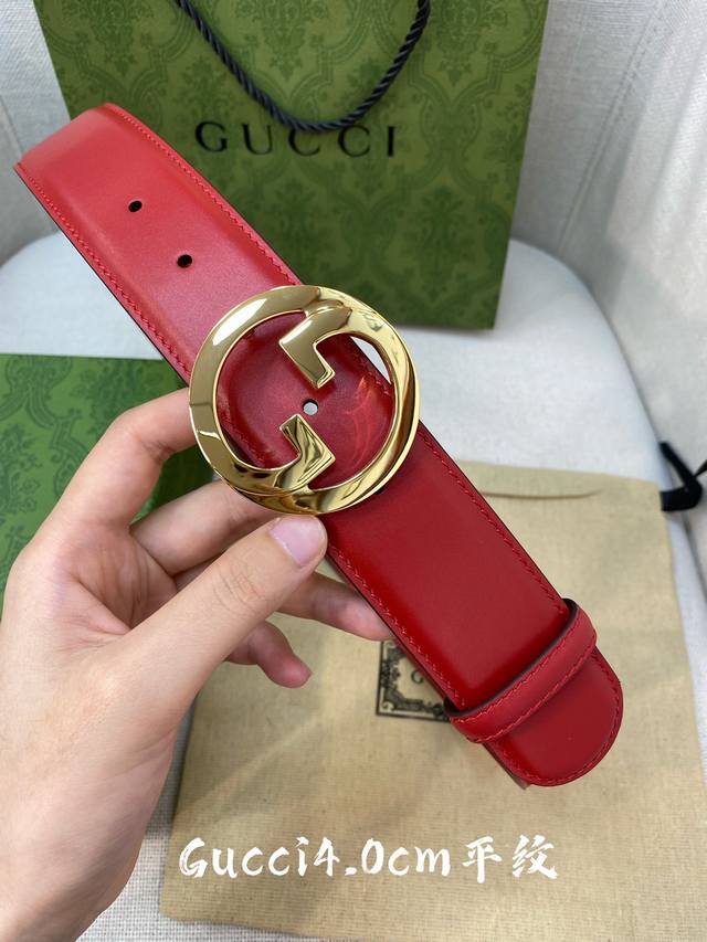 Gucci -双面意大利进口头层小牛皮，搭配真空电镀亮面纯铜扣，经典款式，专柜有售，市场顶级品质，支持验货 配送全套专柜包装，宽度 4.0Cm