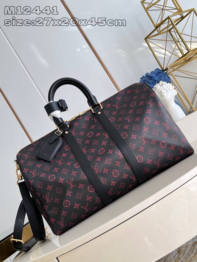 顶级原单 独家实拍 M12441 本款 Keepall Bandoulière 50 旅行袋结合 Monogram Tomette 帆布和皮革饰边，以标志性金属