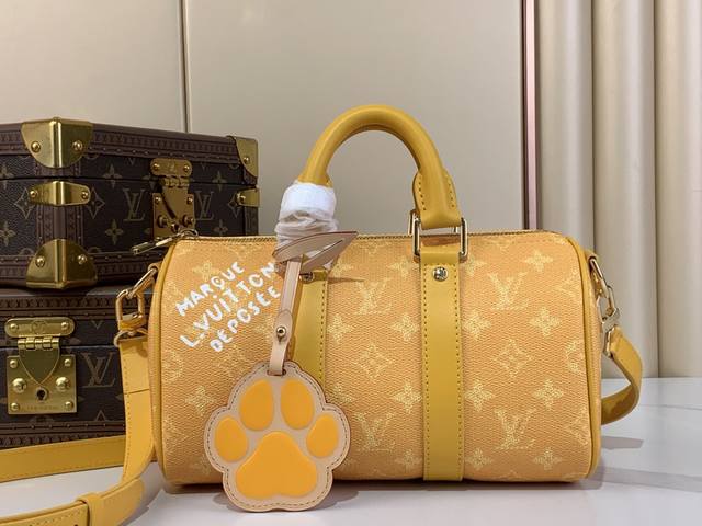 顶级原单复刻独家实拍 Keepall Bandouliere25 手袋 M12684 绿花 丝印 M13166 黄花 丝印 本款手袋浓缩 Keepall 旅行袋