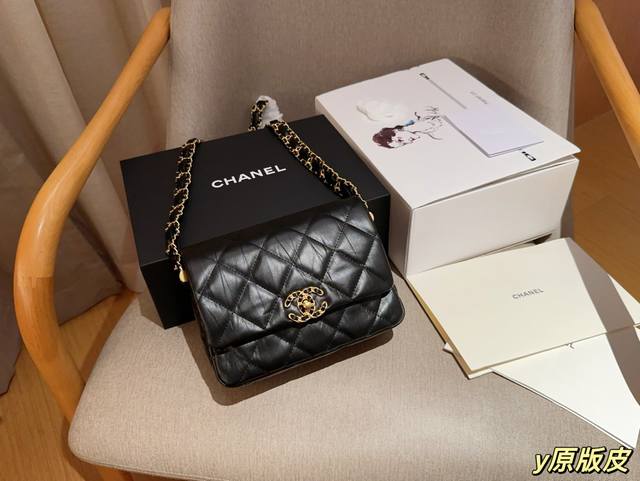 原版皮 香奈儿chanel 23K褶皱菱格豆腐包 粗链条方胖子 尺寸20×16×5 礼盒包装