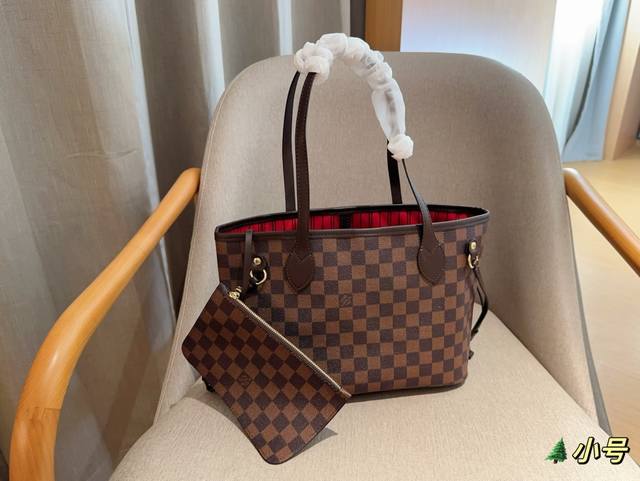 无盒芯片版 Lv路易威登 Neverfull迷你购物袋 小号红衬 尺寸28×21×13