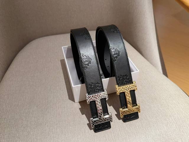 爱马仕 牛皮腰带皮带 宽度3.8 全套包装手提袋