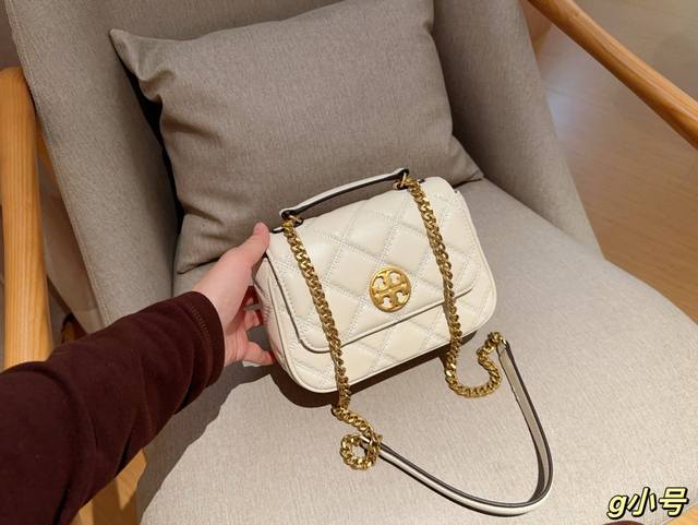 小号 高版本 Tory Burch托里伯奇 Tb鱼子酱willa手提菱格方胖子 尺寸21×16×7 礼盒包装