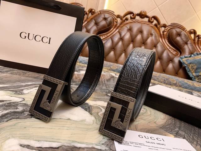 礼物首选爆款范思哲宽度：3.8Cm 新款原版搭配专柜新款扣头。时尚百搭，追求高端 原版的品质，品味的体现，休闲高大上！ Iphone实物实拍， 上身效果超好，