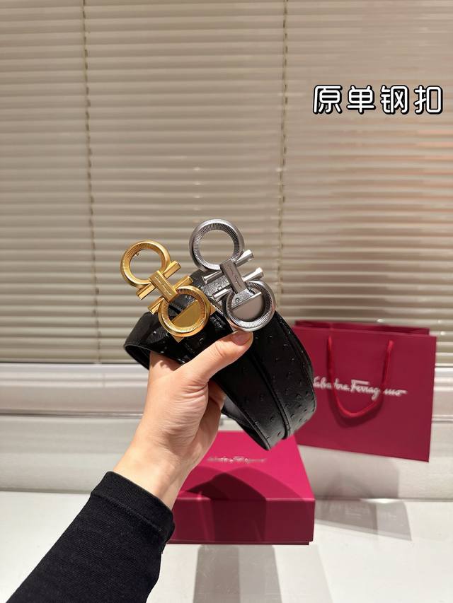 钢扣 高版本！腰带菲拉格慕牛皮皮带～热门款 男女通用皮带里面最火的版本啦～质量很好 全套包装！五金绝对不褪色 皮带头和专柜一样的哦～ 配礼盒手提袋发票