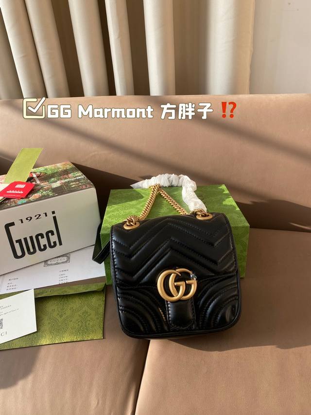 复刻版 Size：18*14Cm Gg Marmont 方胖子 Gucci新款小可爱震撼来袭 宝宝们 绝对绝对的下一个爆款！