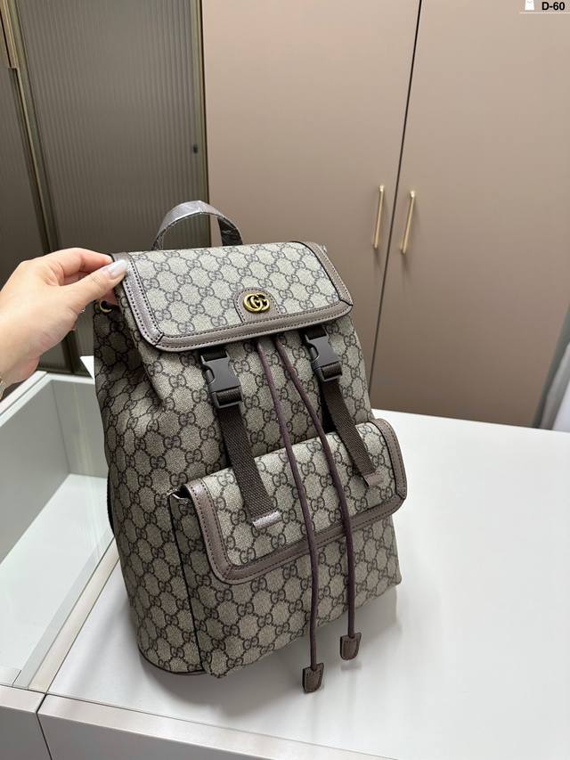 Gucci 酷奇ophidia 老花双肩包 配色简直一绝 日常通勤，出门旅行必备哦 D-60尺寸30.13.37