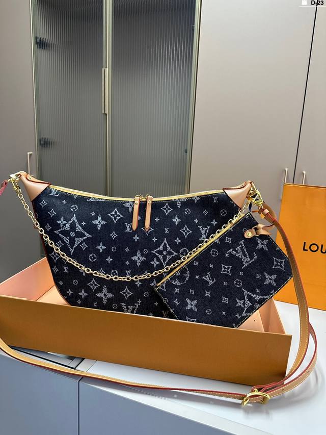 Lv牛仔月亮包 月牙包！弯弯的好可爱！ 原版黄皮+链条！ D-23尺寸35.10.25折叠盒