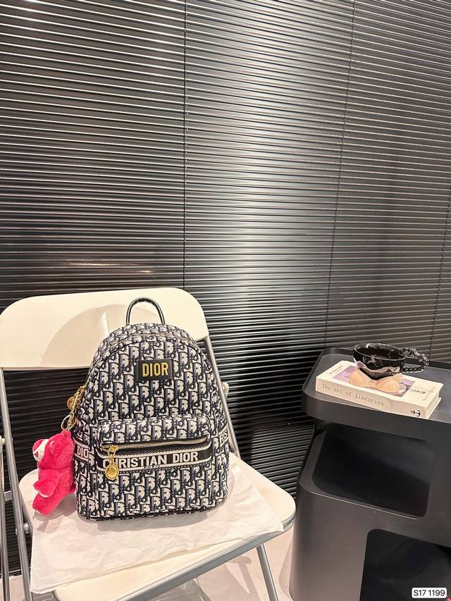 迪奥双肩包 简单百搭 颜值高 日常出街首选 潮酷时尚女孩必入款 尺寸：27 32 货号1199