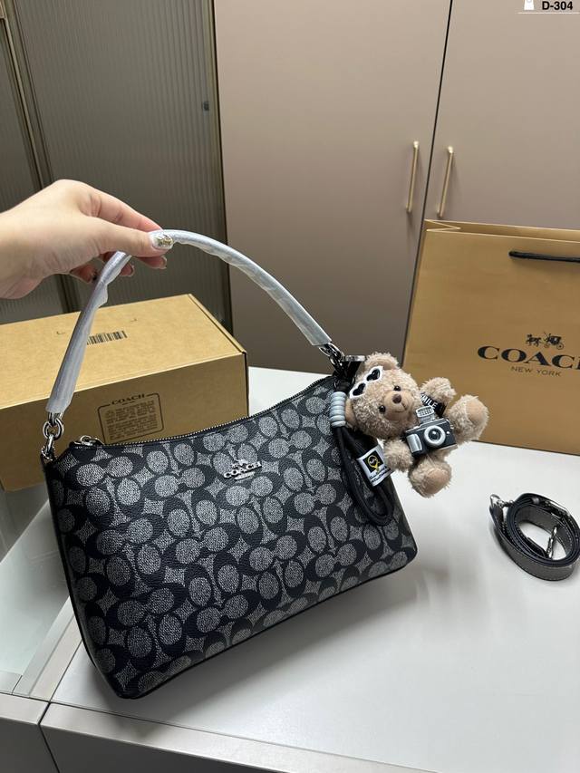 配挂件 Coach 蔻驰腋下包 单肩包斜挎包手提包购物袋 容量非常可，很实用的一款d-307尺寸28.10.18飞机盒