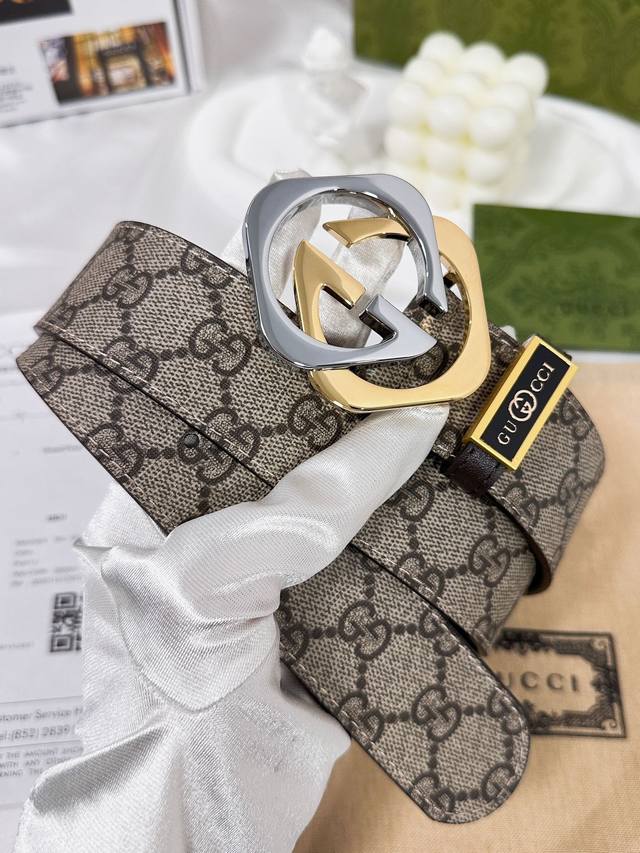 皮带：古奇.Gu...Cci原单 腰带：百分百头层牛皮，保证真皮，24K双色纯钢扣双面可用专柜同等质量，送人自用首选 包装： 请认准如图专柜全套礼盒包装，赠送打