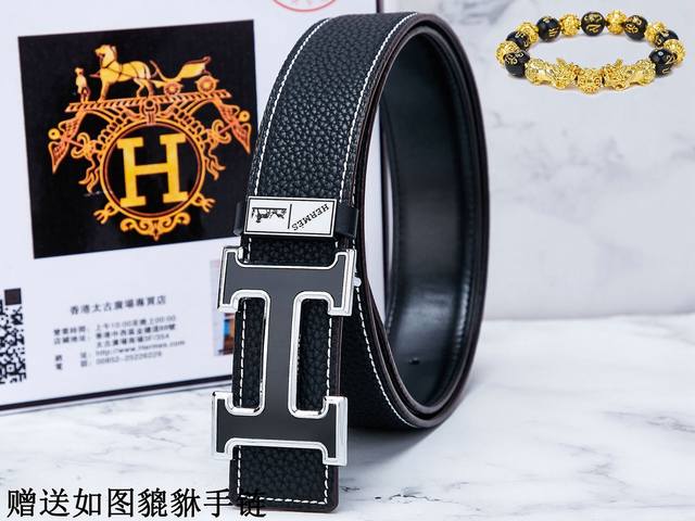皮带：爱玛仕.Her...原单 腰带：百分百头层牛皮，保证真皮。24K纯钢扣双面可用专柜同等质量， 送人自用首选 包装： 请认准如图专柜包装，赠送打孔器，银联发