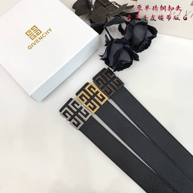 纪梵希家 原单新品 带身采用雙面意大利進口原廠牛皮纹 非市场普通版本 黑色经典配色 百搭适合各种场合 扣头精品设计注意细节 宽度3.8Cm