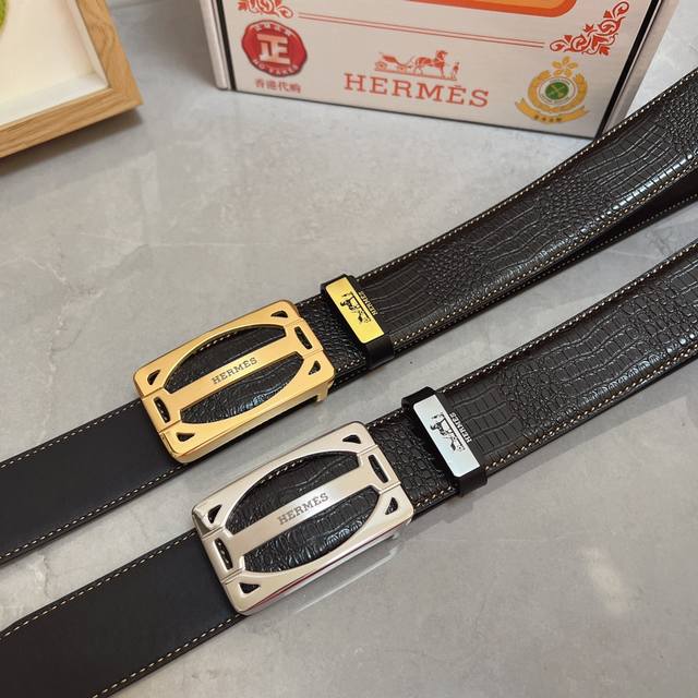 品名：爱马仕.Hermès 原单 材质：原单牛皮腰带 百分百头层牛皮腰带保证真皮，24K纯钢扣，专柜原单品质、做工精细，时尚大牌，送人自用首选 包装： 请认准如