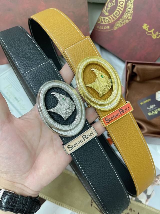 皮带: Stefen Rcici.史特芬.尼茨 腰带: 顶级原单复刻.私人订制高端特供版 等级: 进口原厂头层荔枝皮纹路-24K纯钢材质.镶钻石真空电镀工艺.老