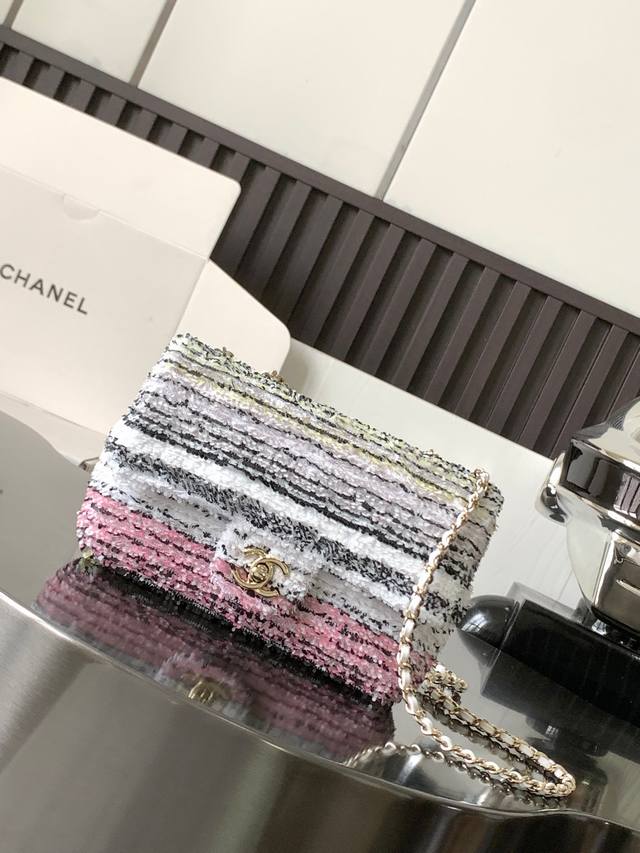 Chanel Mini Cf亮片晚宴包 羊皮内里全钢五金 尺寸：21X14X8Cm 款号：4561