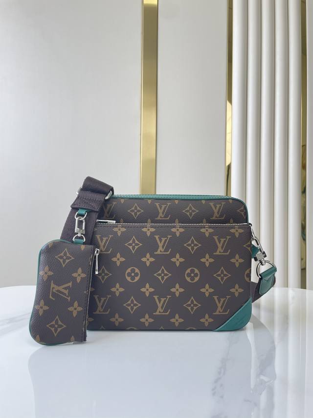 正品级 M12766 25×18.5×7 Trio 老花邮差包